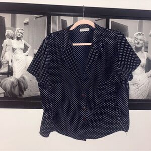 Gloria Vanderbilt Blue Relaxed Short Sleeve Button Down